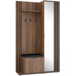 Garderoba do przedpokoju z lustrem LAMELE 131 cm orzech